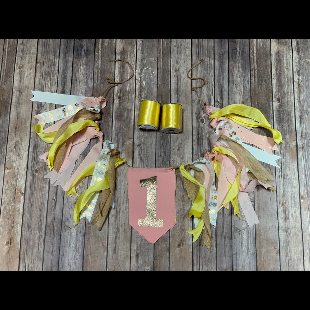 Girls 1st birthday banner